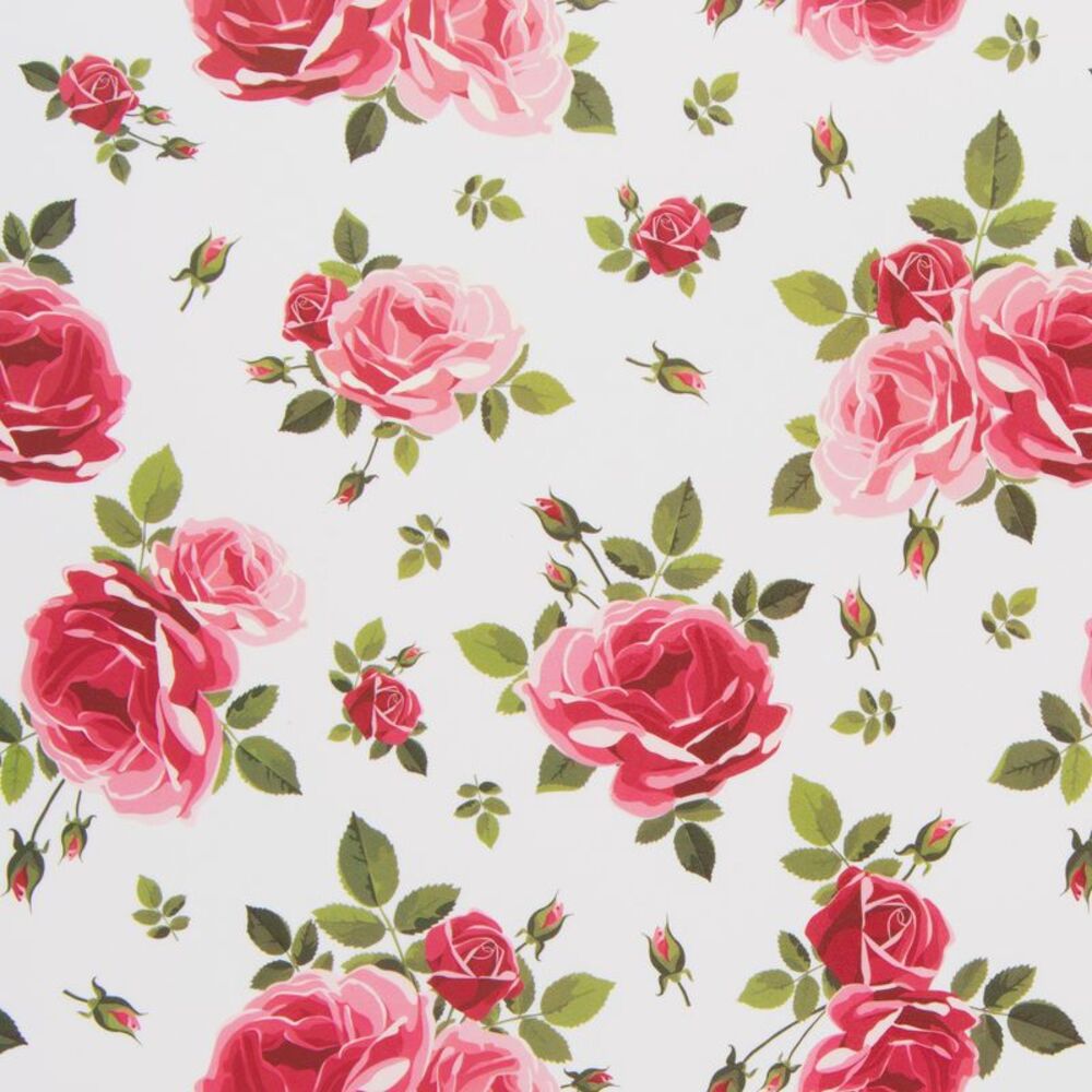Pink Roses White Reversible Easy Clean Placemat 4pc Set - Picture 5 of 6